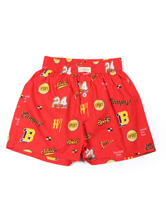 CLLING Boys Red & White Printed Cotton Boxer Shorts (Pack of 2) - Sports & Nautical Sailboat