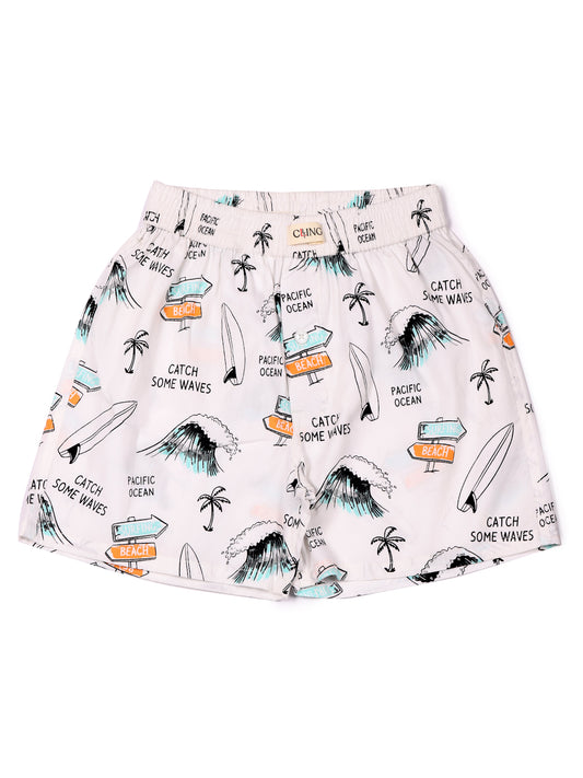 CLLING Kids 100% Cotton Multi-Print Boxer Shorts (Pack of 3) - Surf, Sports & Anchor