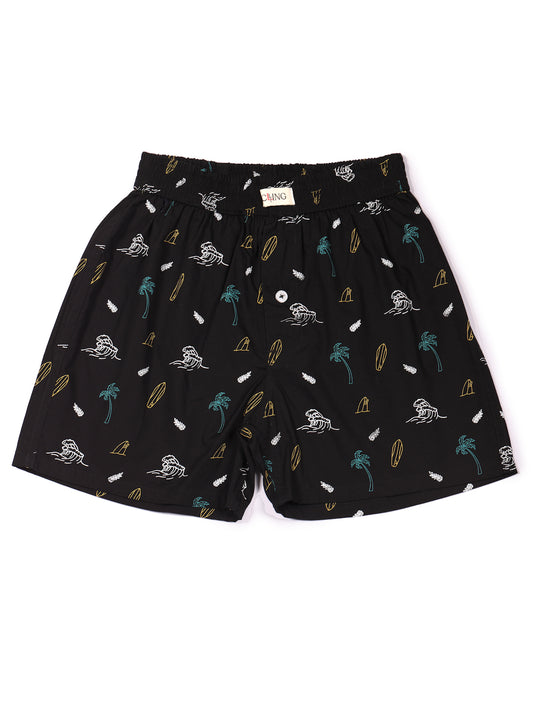 CLLING Boys Everyday Comfort Cotton Boxer Shorts (3-Pack) - Beach Surf, Palm Waves & Anchor