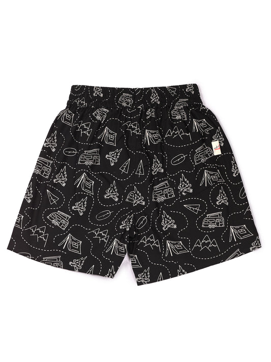 CLLING Kids Unisex Pure Cotton Printed Boxer Shorts (Pack of 2) - Outdoor Camping & Space UFO