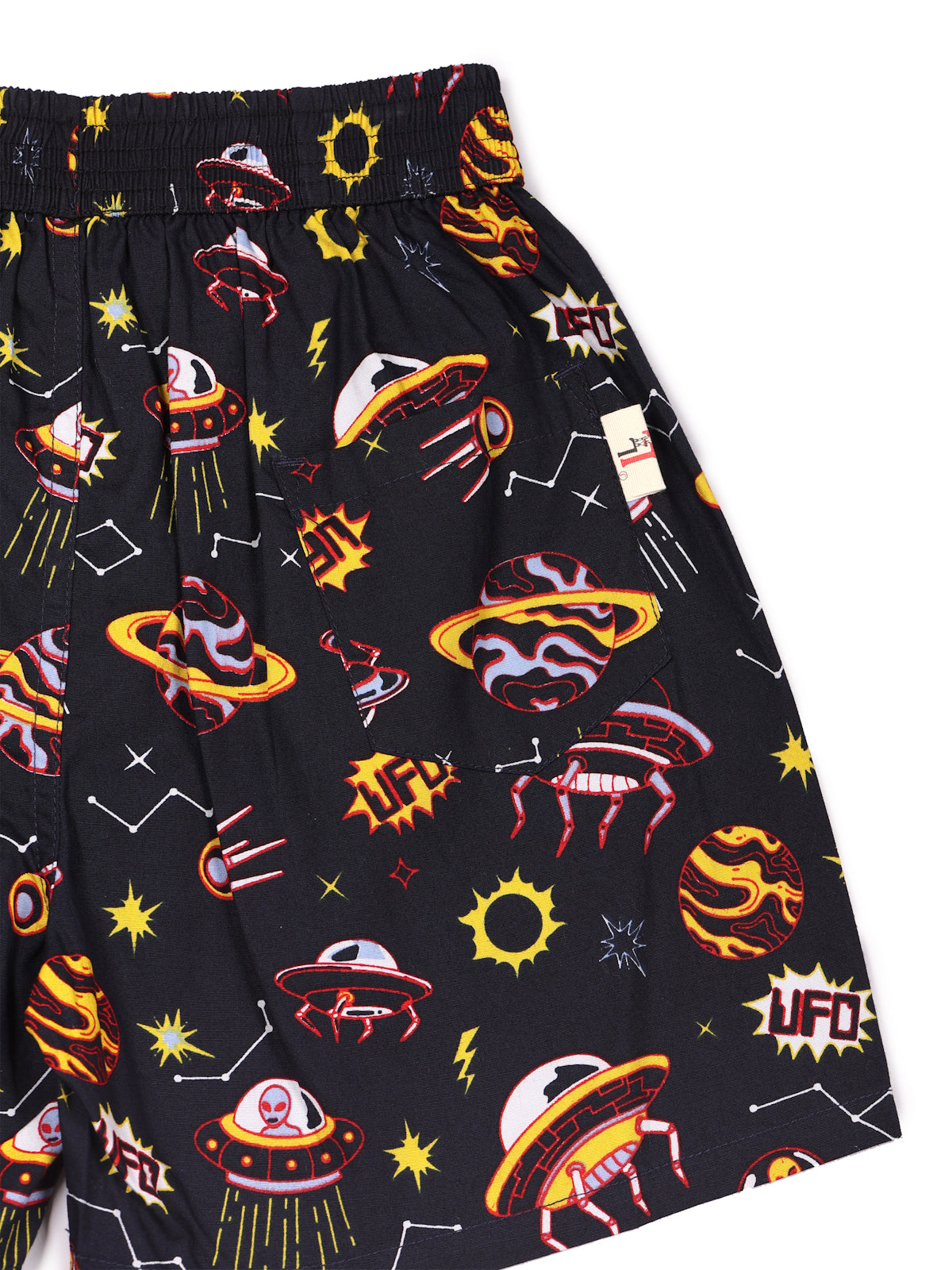 CLLING Boys 2-Pack Pure Cotton Printed Boxer Shorts - White Surfing & Black Outer Space Print