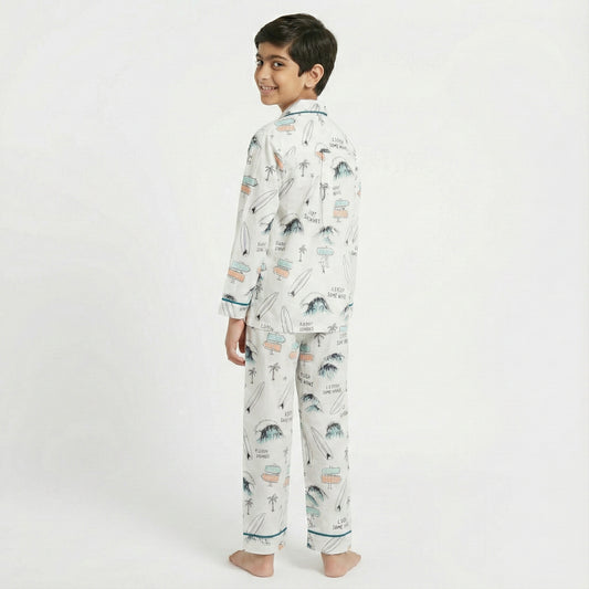 Boys’ White Breeze Co-Ord Sets with pant