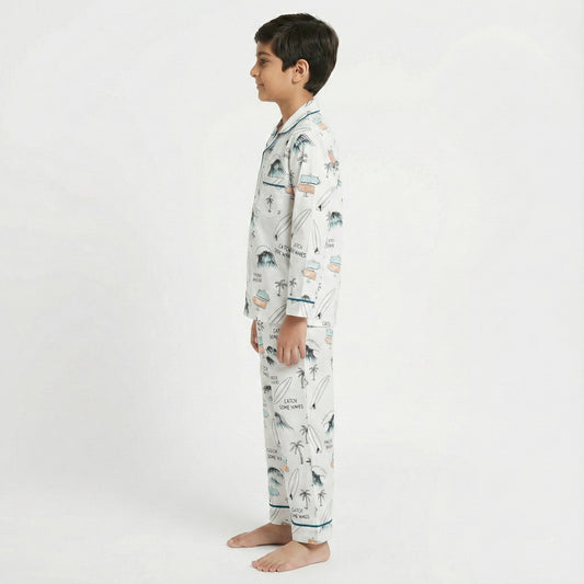 Boys’ White Breeze Co-Ord Sets with pant