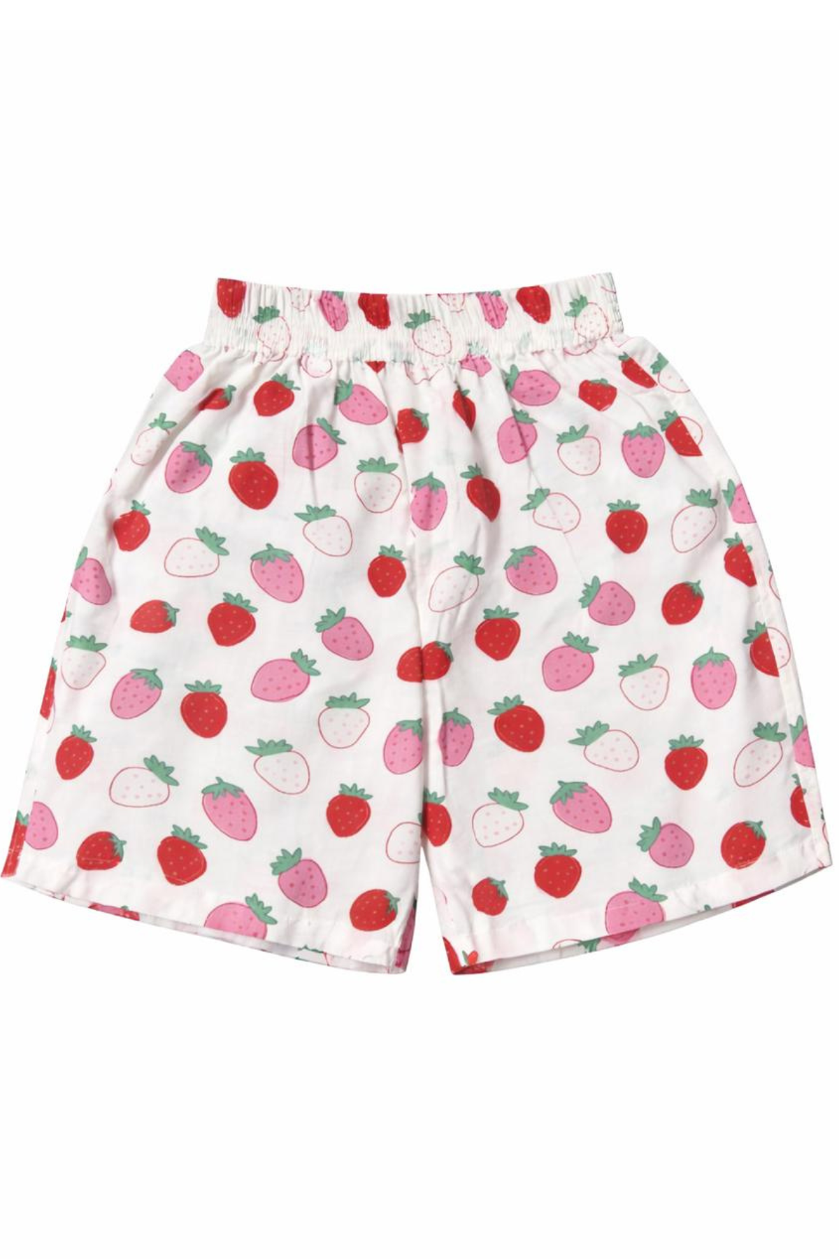 Kids Girl's White Printed Cotton Shorts