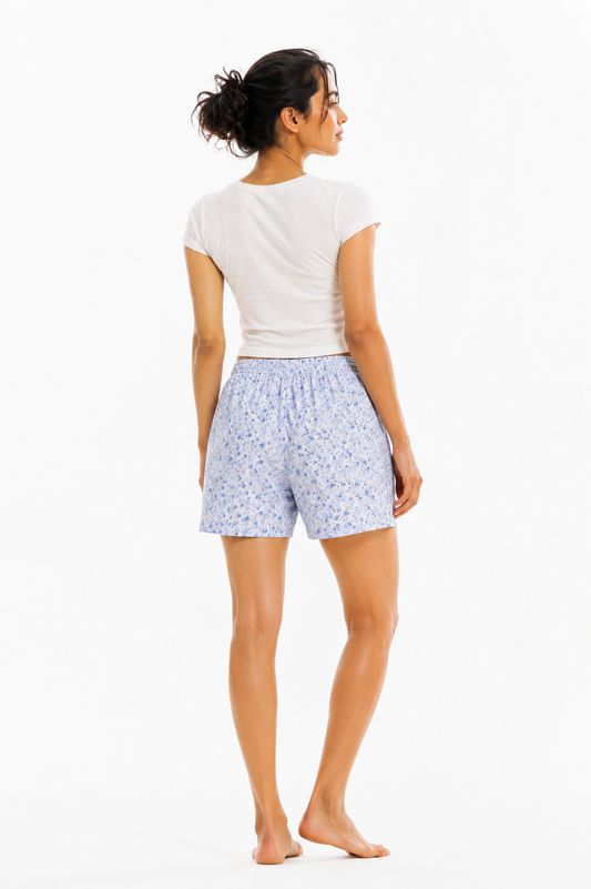 Women’s Cotton Blue Splash Printed Boxer Shorts