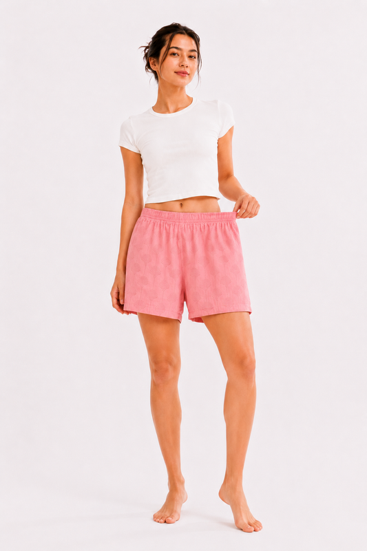 Women’s Cotton Pink Swan Jaal Printed Boxer Shorts