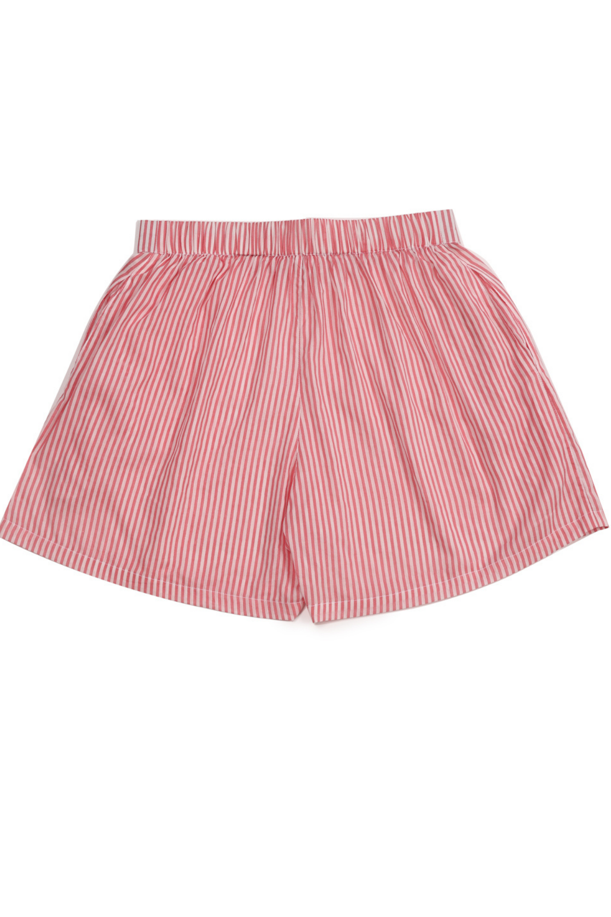 Women’s Cotton White and Pink Stripe Printed Boxer Shorts