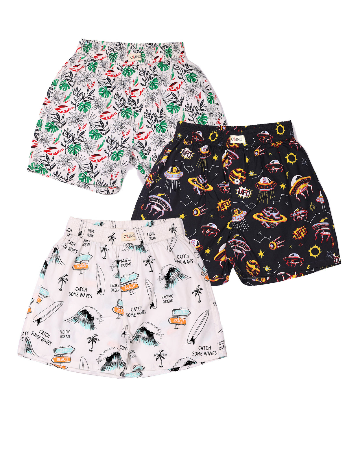 CLLING Kids Super Soft Printed Cotton Shorts - Pack of 3 Assorted