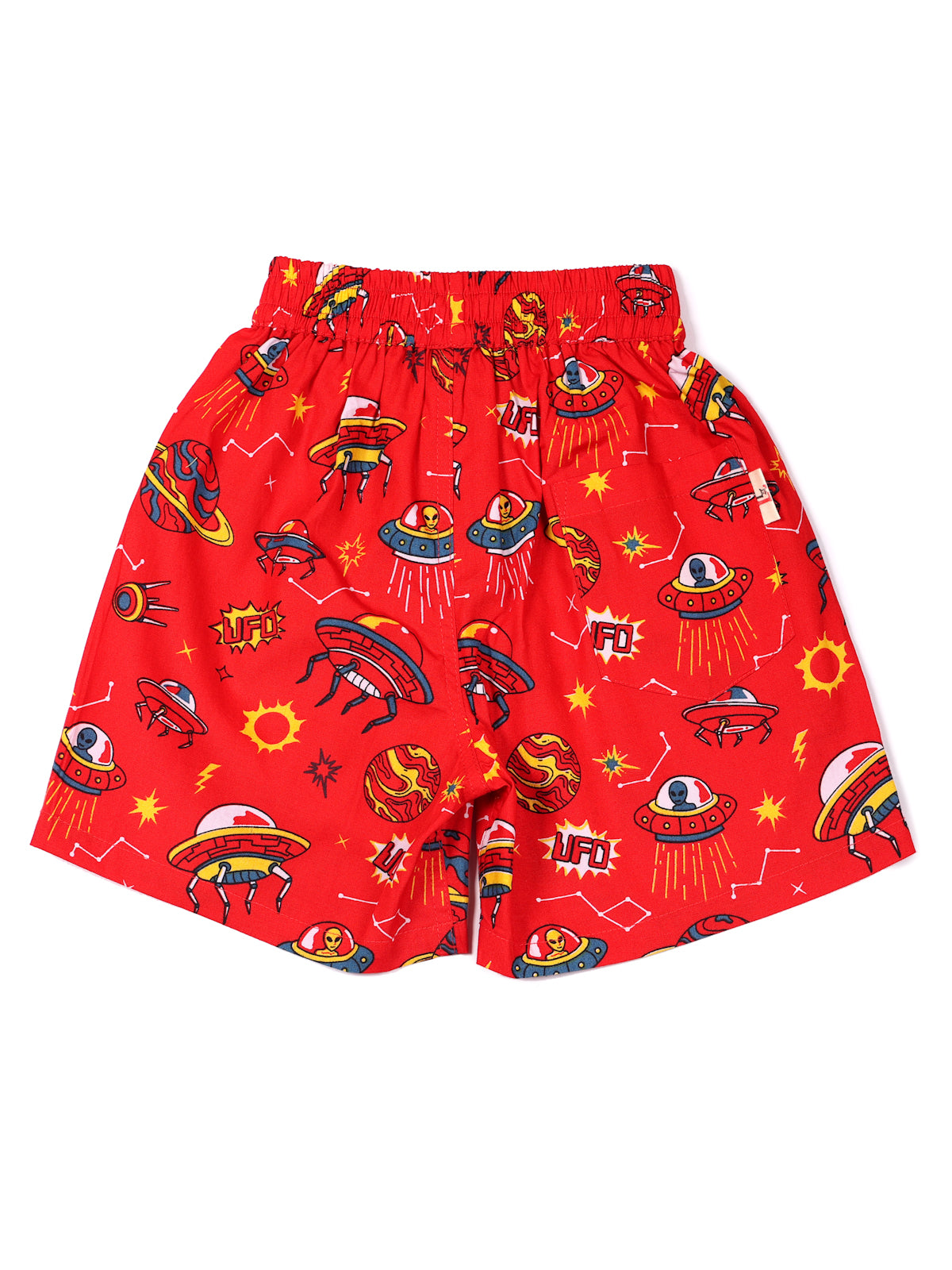 CLLING Boys 2-Pack Pure Cotton Printed Boxer Shorts - Red UFO & Green Sports Print