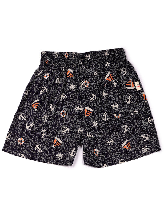 CLLING Kids Super Soft Navy & Green Graphic Cotton Boxer Shorts Set - Pack of 2