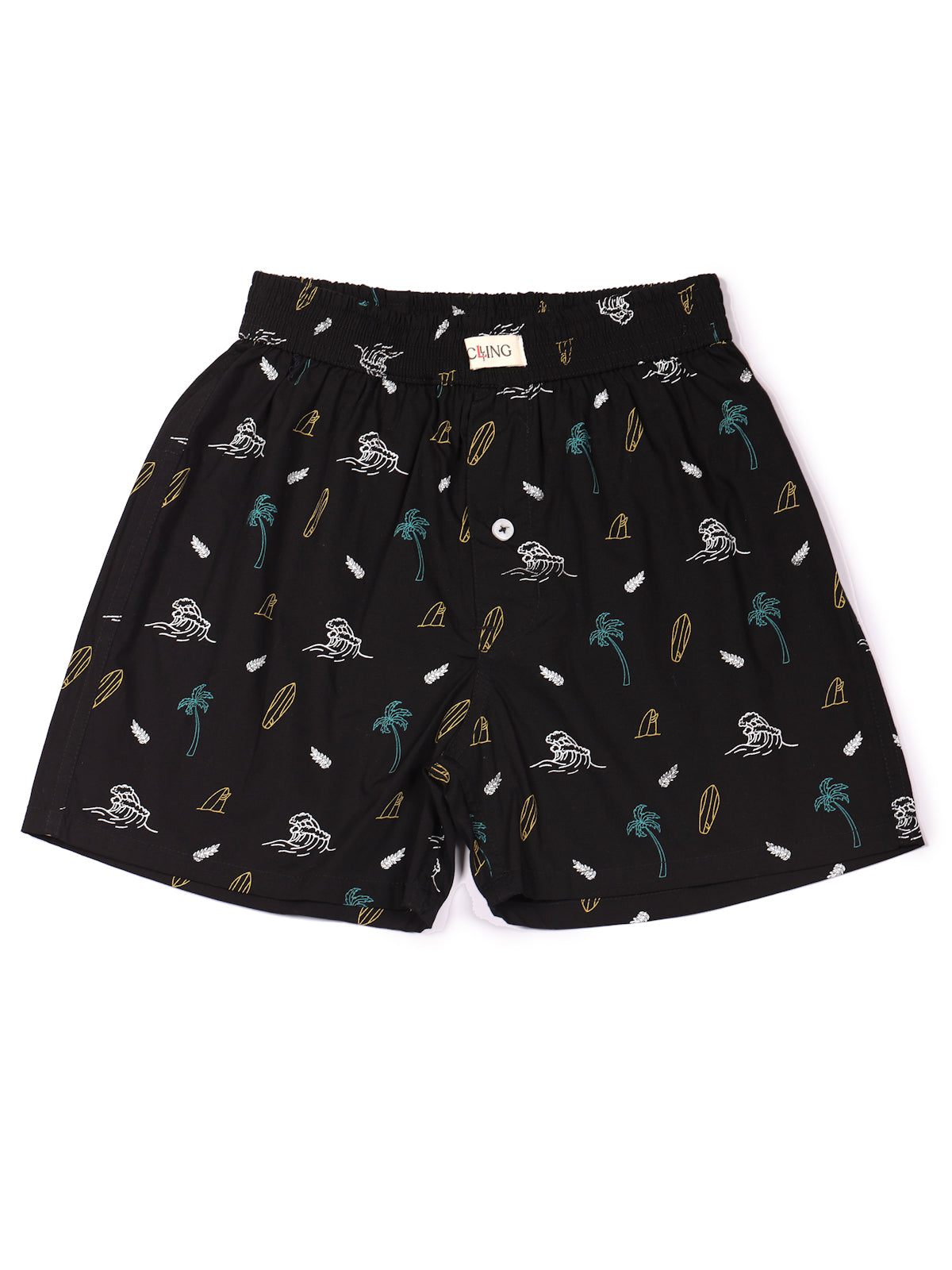 CLLING Kids Super Soft Navy & Black Graphic Cotton Boxer Shorts Set - Pack of 2