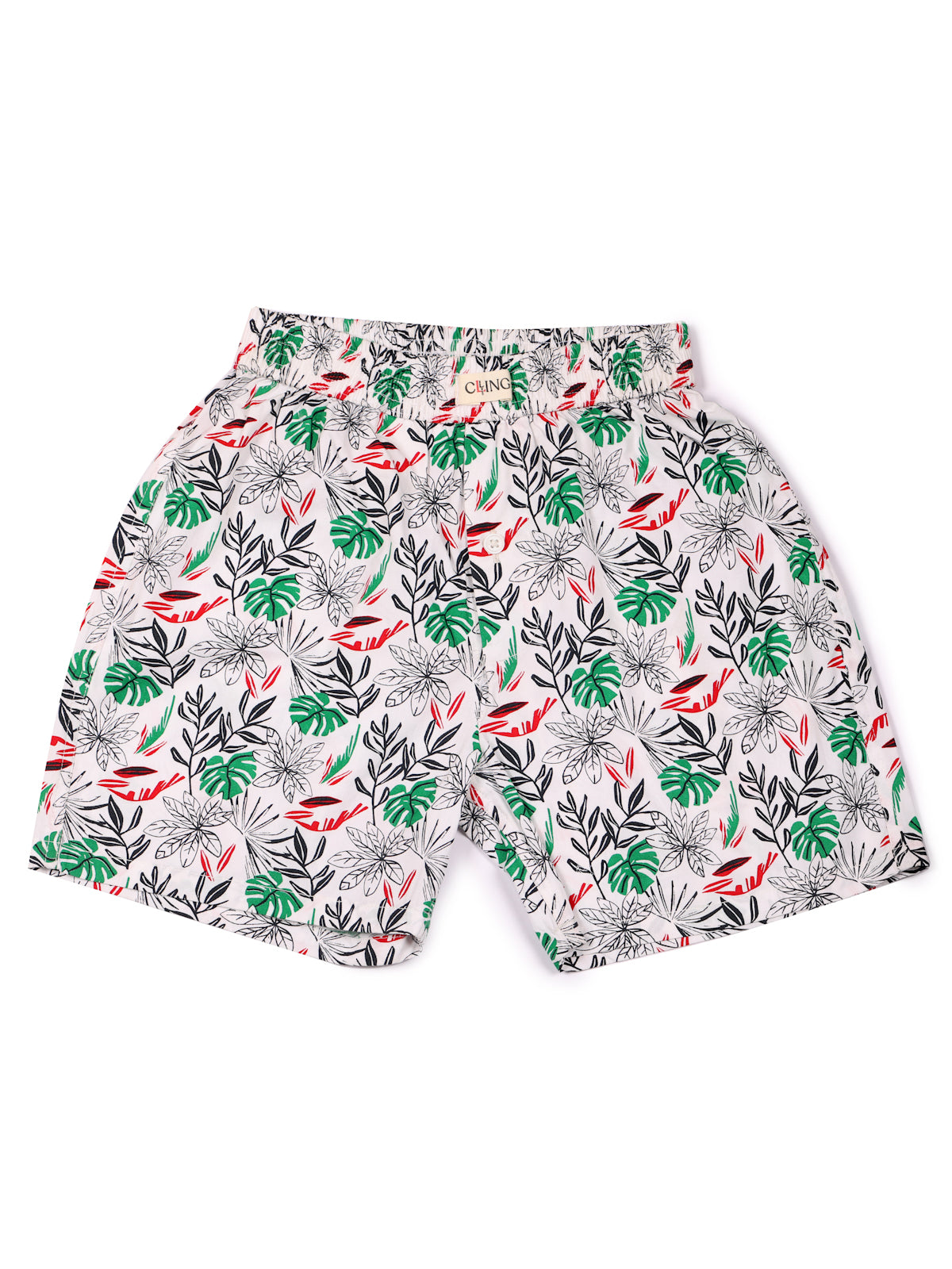 CLLING Boys Pure Cotton Printed Shorts (Pack of 3) - Nautical Anchor, Black Palm Waves & Tropical Leaf
