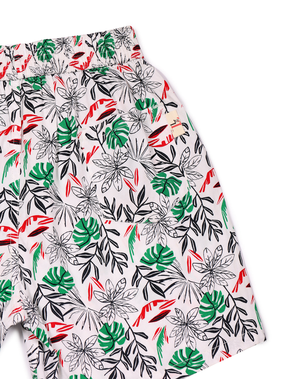 CLLING Boys Red Sports & White Tropical Leaf Printed Cotton Boxer Shorts
