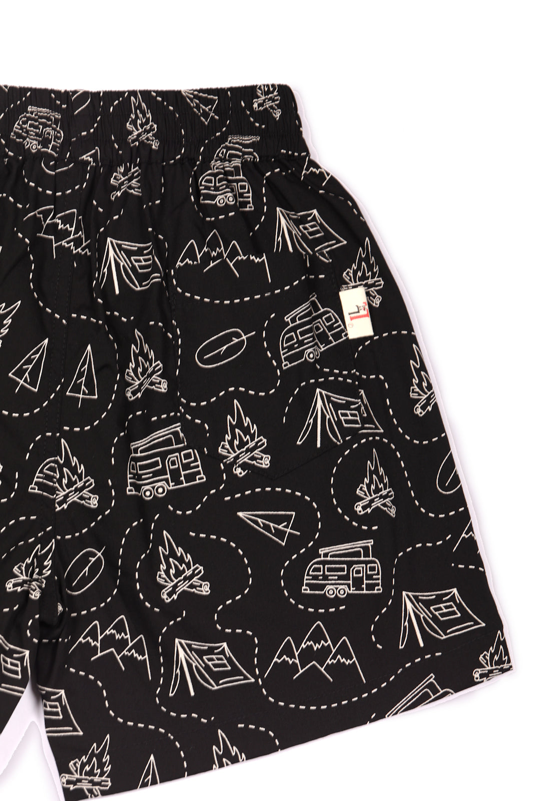 CLLING Kids 2-Pack Pure Cotton Printed Boxer Shorts - Black Palm Waves & Camping Print