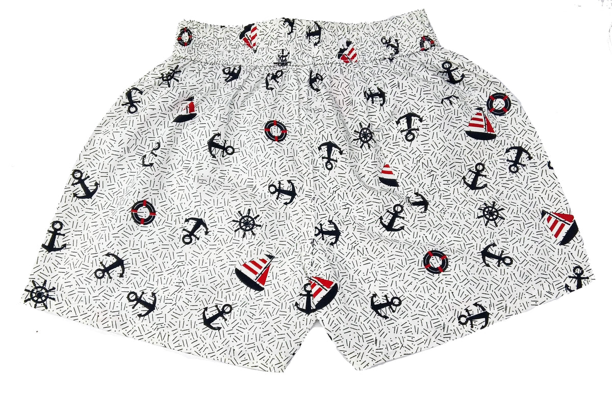 CLLING Boys Soft Cotton Printed Shorts (3-Pack Set) - Surf Waves, Camping & Anchor Graphics