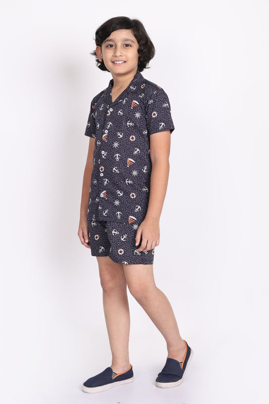 Boys’ Black Ship and Anchor Co-Ord Set