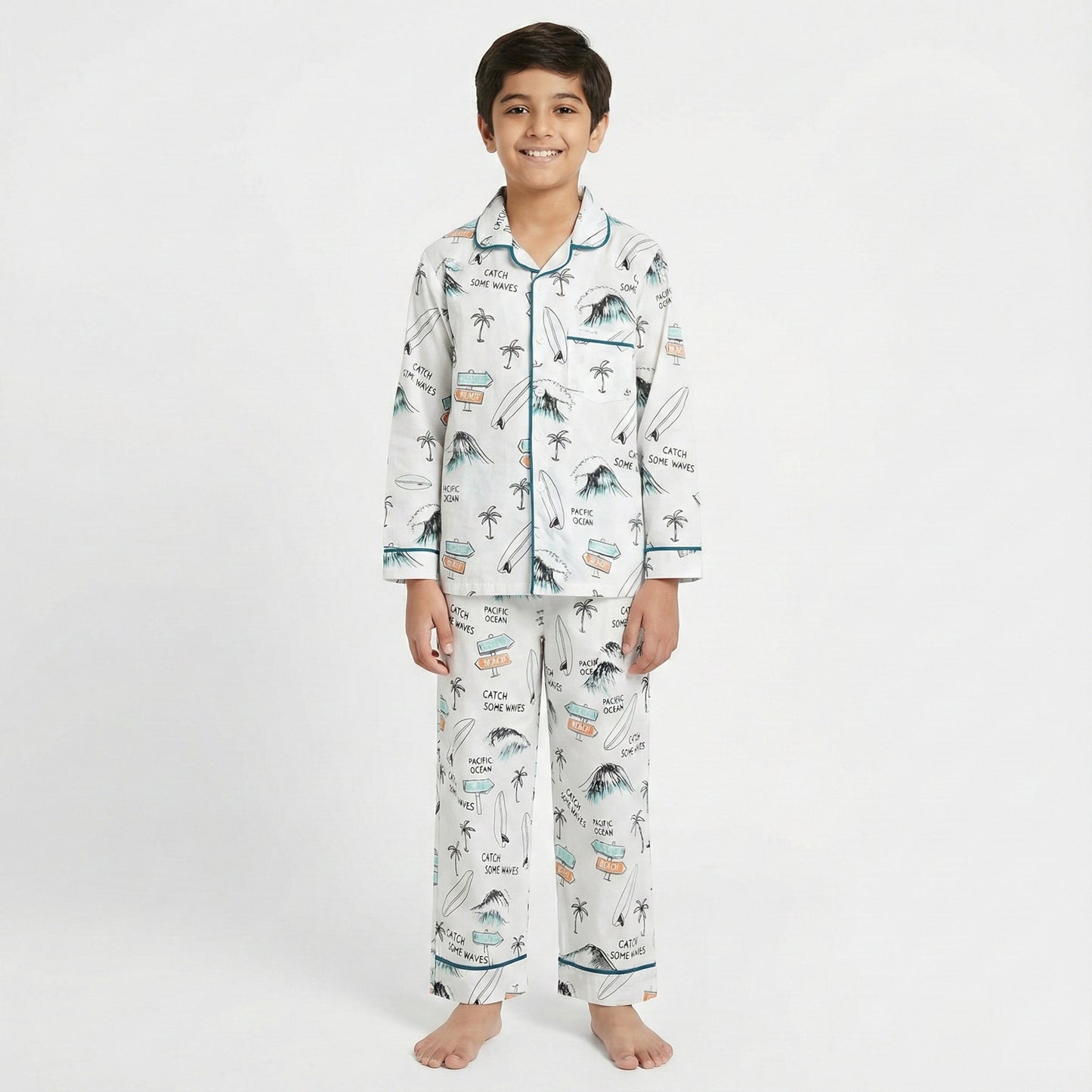 Boys’ White Breeze Co-Ord Sets with pant