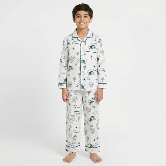 Boys’ White Breeze Co-Ord Sets with pant