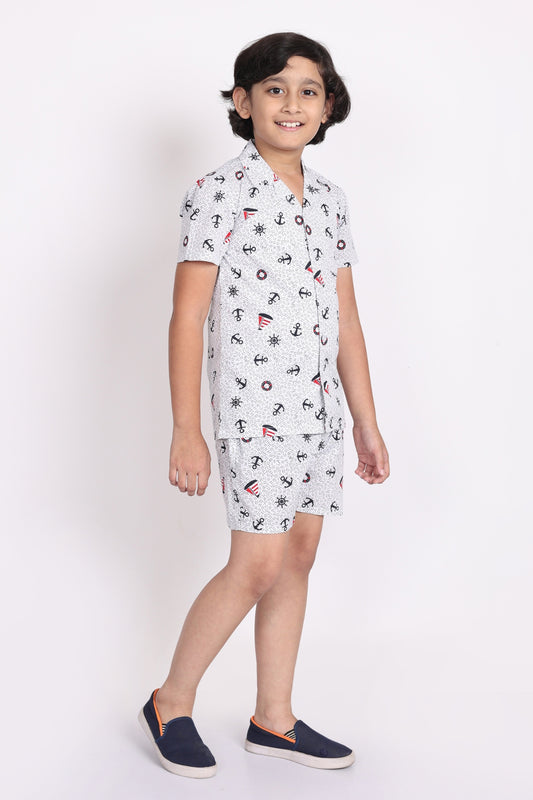 Boys White Ship and Anchor Co-ord set