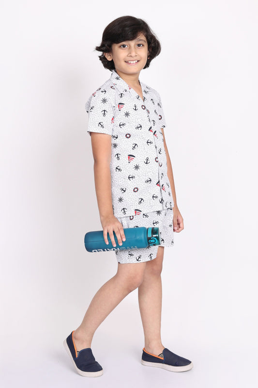 Boys White Ship and Anchor Co-ord set