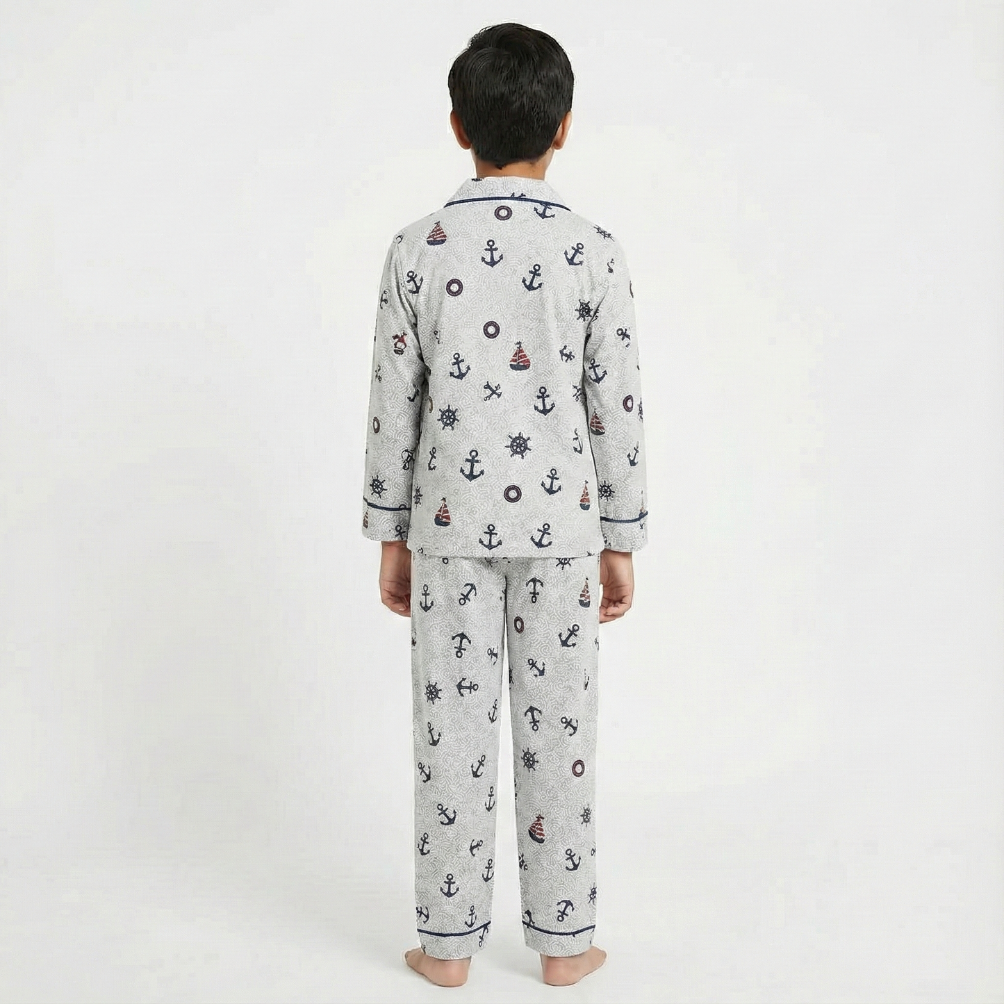 Boys’ White Ship and Anchor Co-Ord Sets with pant
