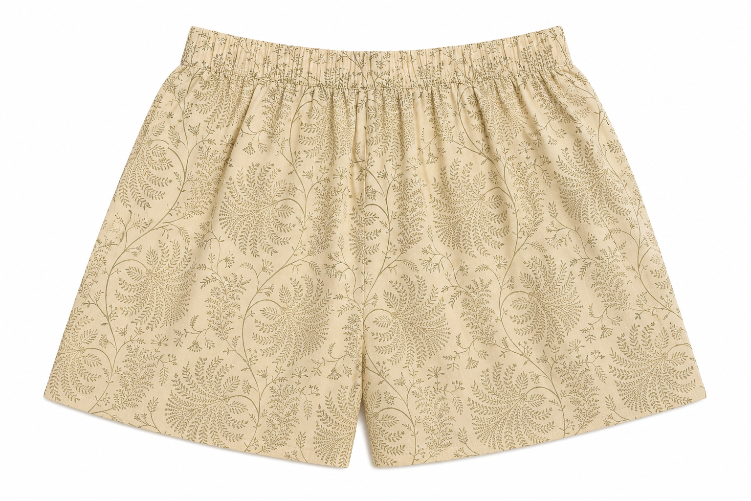 Women’s Cotton Beige Floral Jaal Printed Boxer Shorts