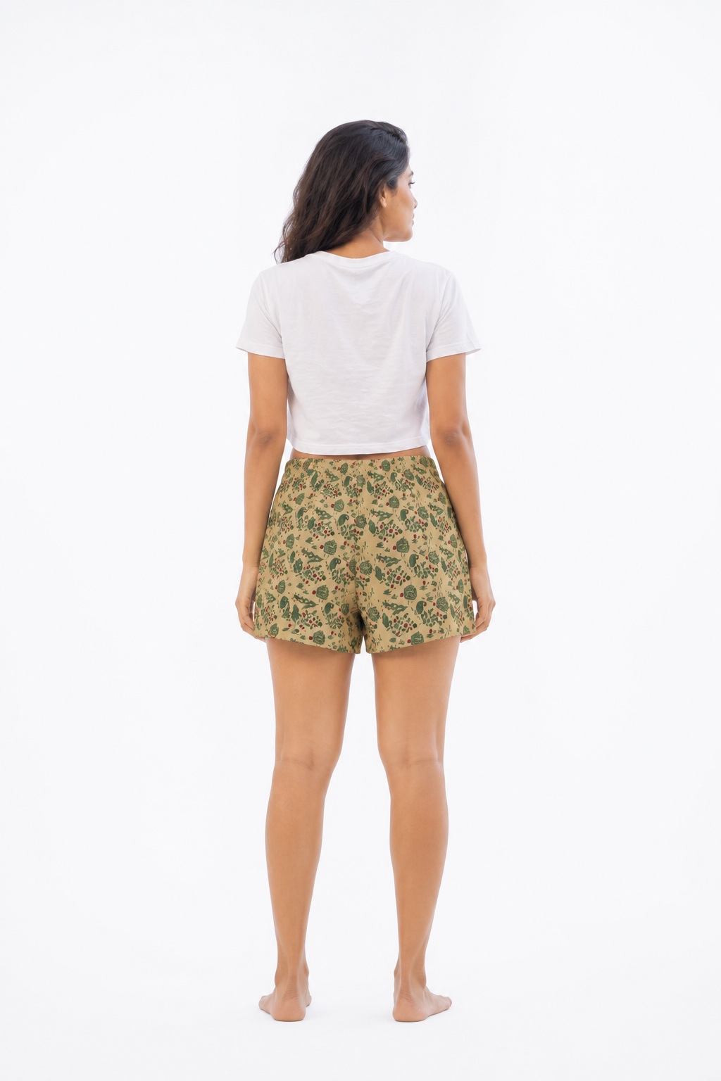 Women’s Cotton Green Floral Jaal Printed Boxer Shorts