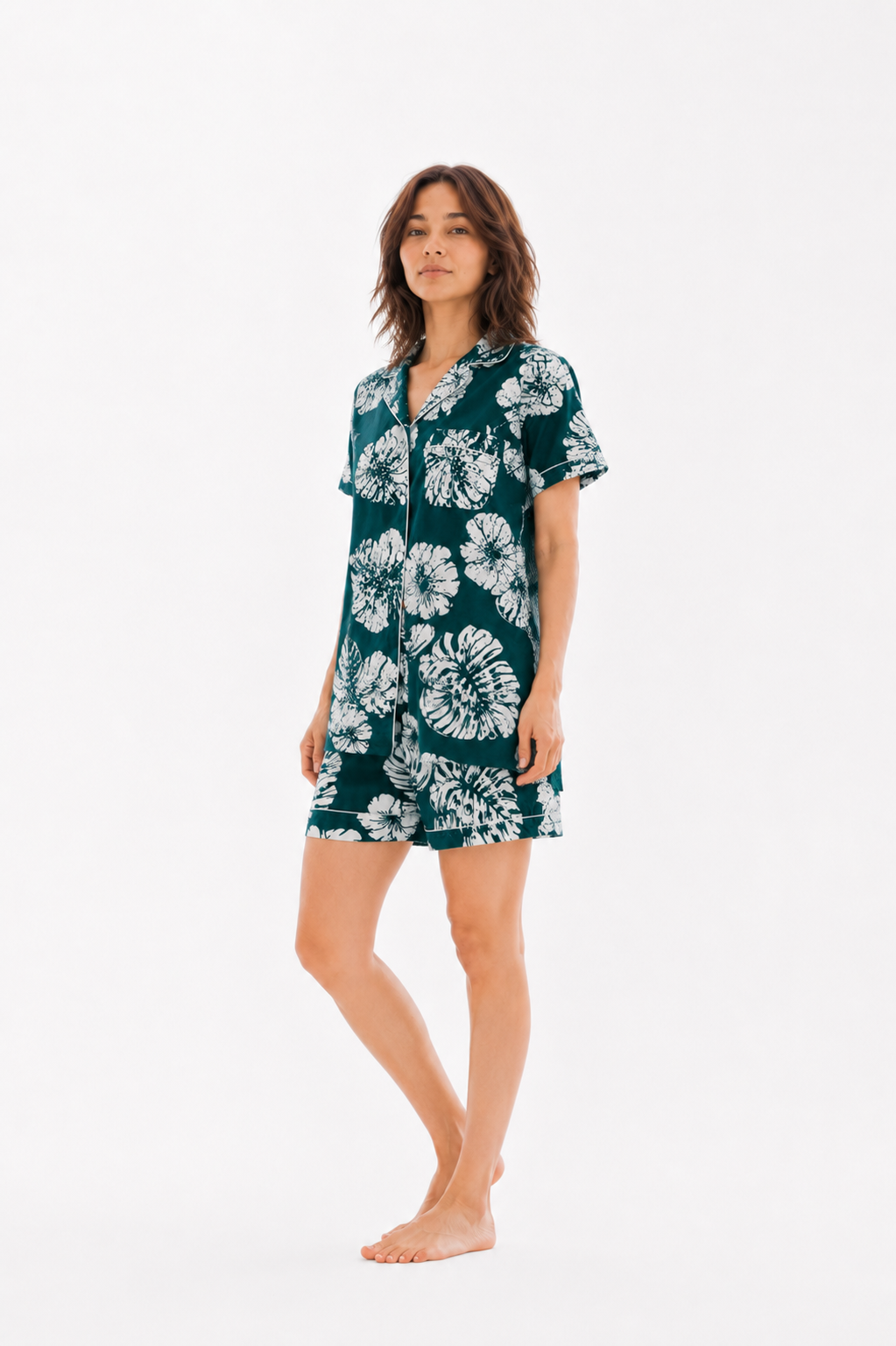 Women’s Cotton Green Floral Printed Co-ord Set