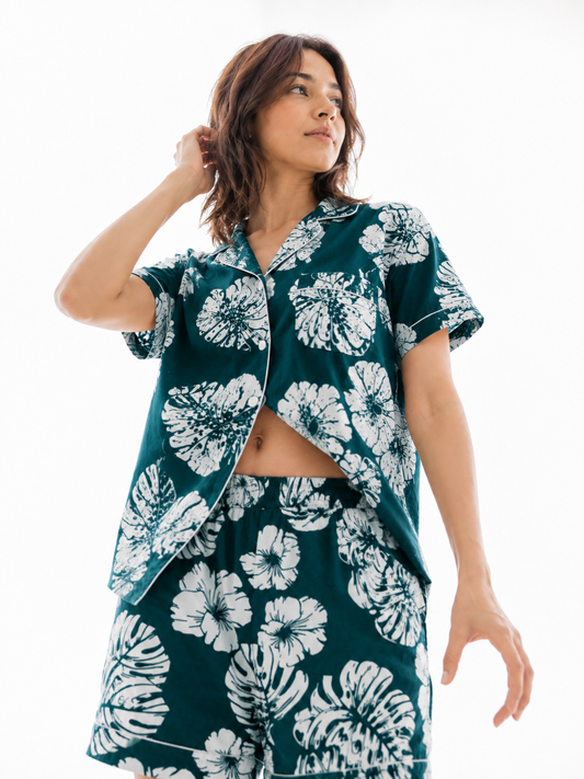 Women’s Cotton Green Floral Printed Co-ord Set