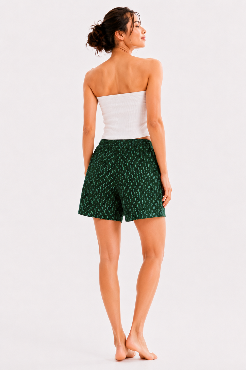 Women’s Cotton Green Jaal Printed Boxer Shorts