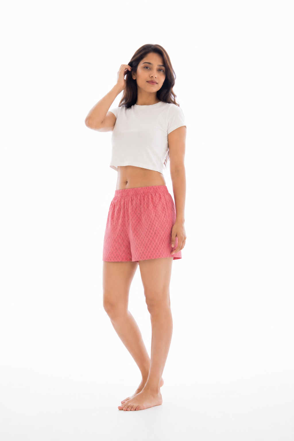 Women’s Cotton Pink Jaal Printed Boxer Shorts
