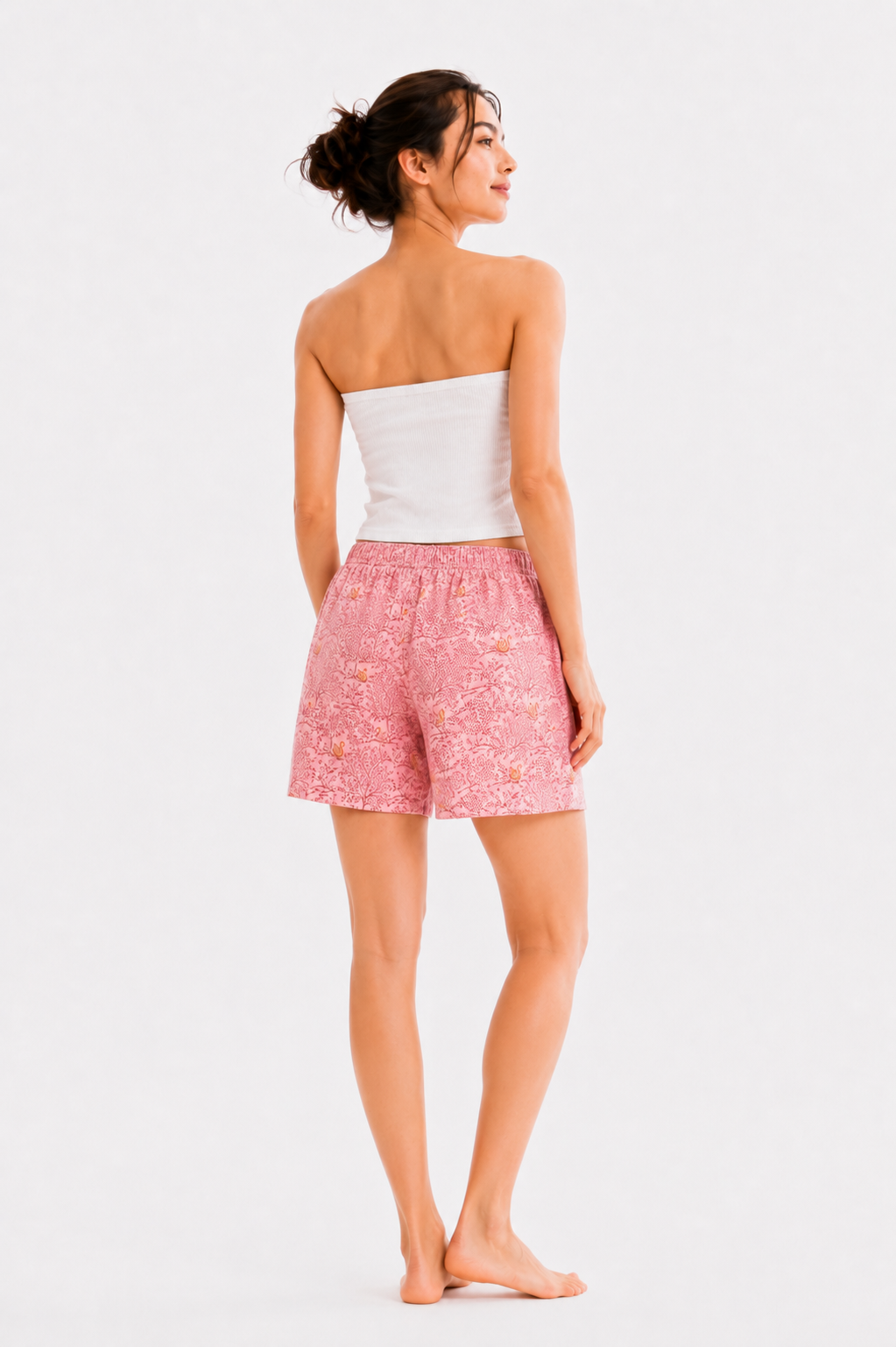 Women’s Cotton Pink Motif Printed Boxer Shorts