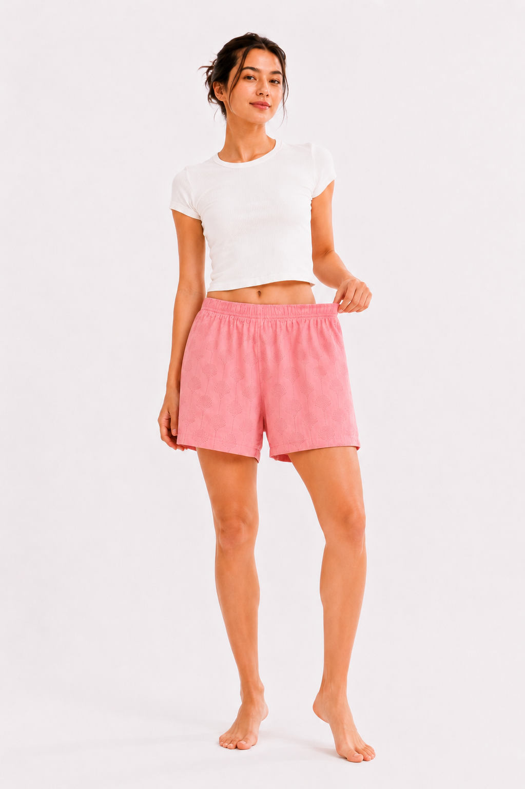 Women’s Cotton Pink Swan Jaal Printed Boxer Shorts