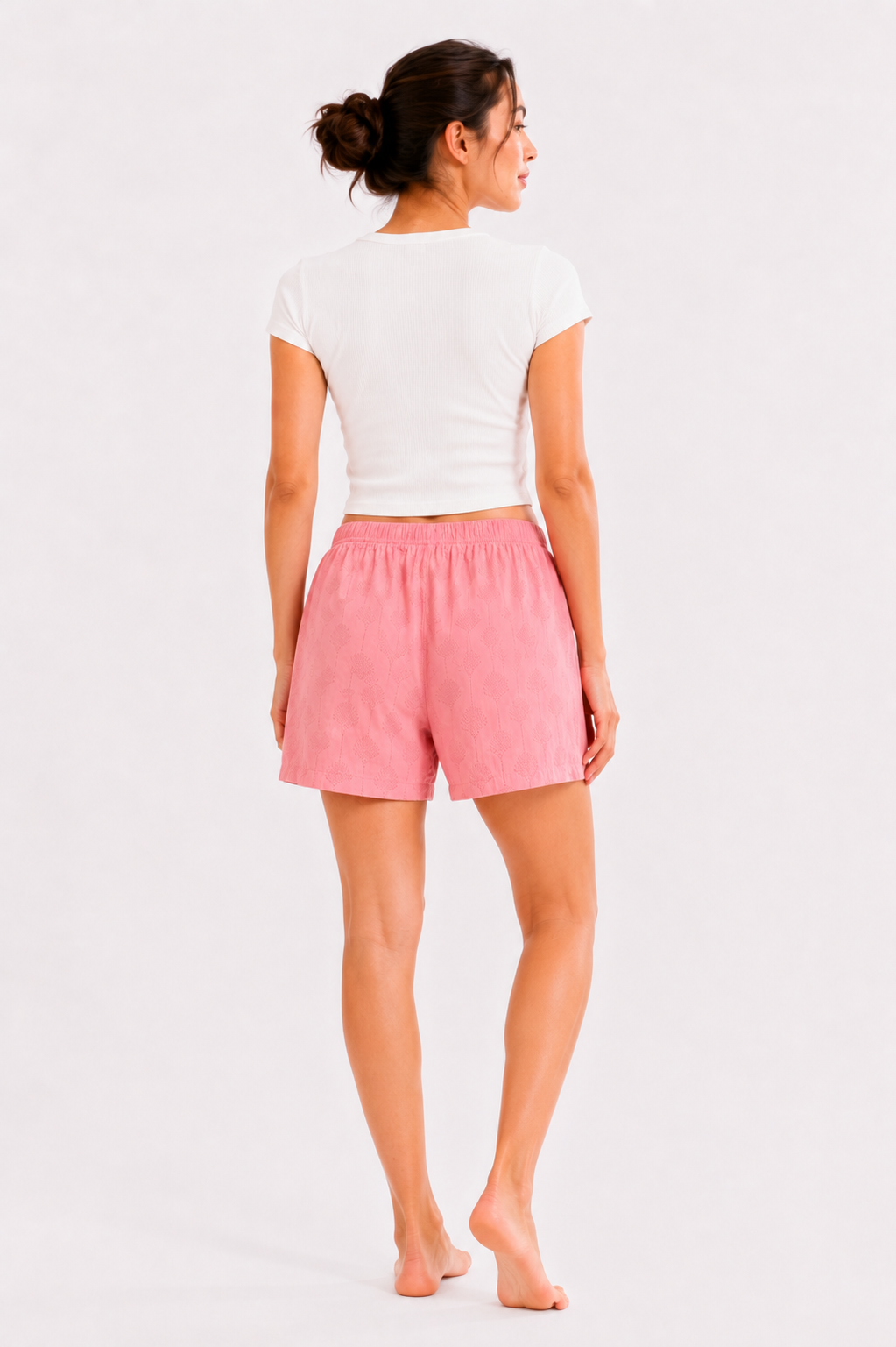 Women’s Cotton Pink Swan Jaal Printed Boxer Shorts