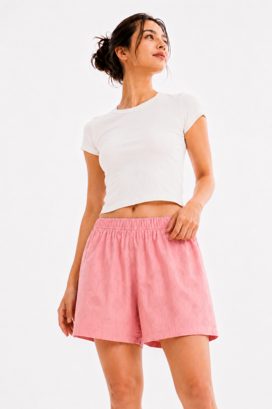 Women’s Cotton Pink Swan Jaal Printed Boxer Shorts