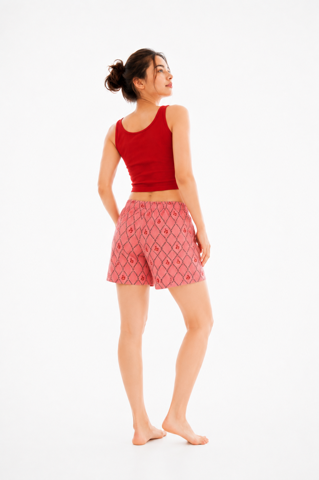 Women’s Cotton Pink Swan Jharokha Printed Boxer Shorts
