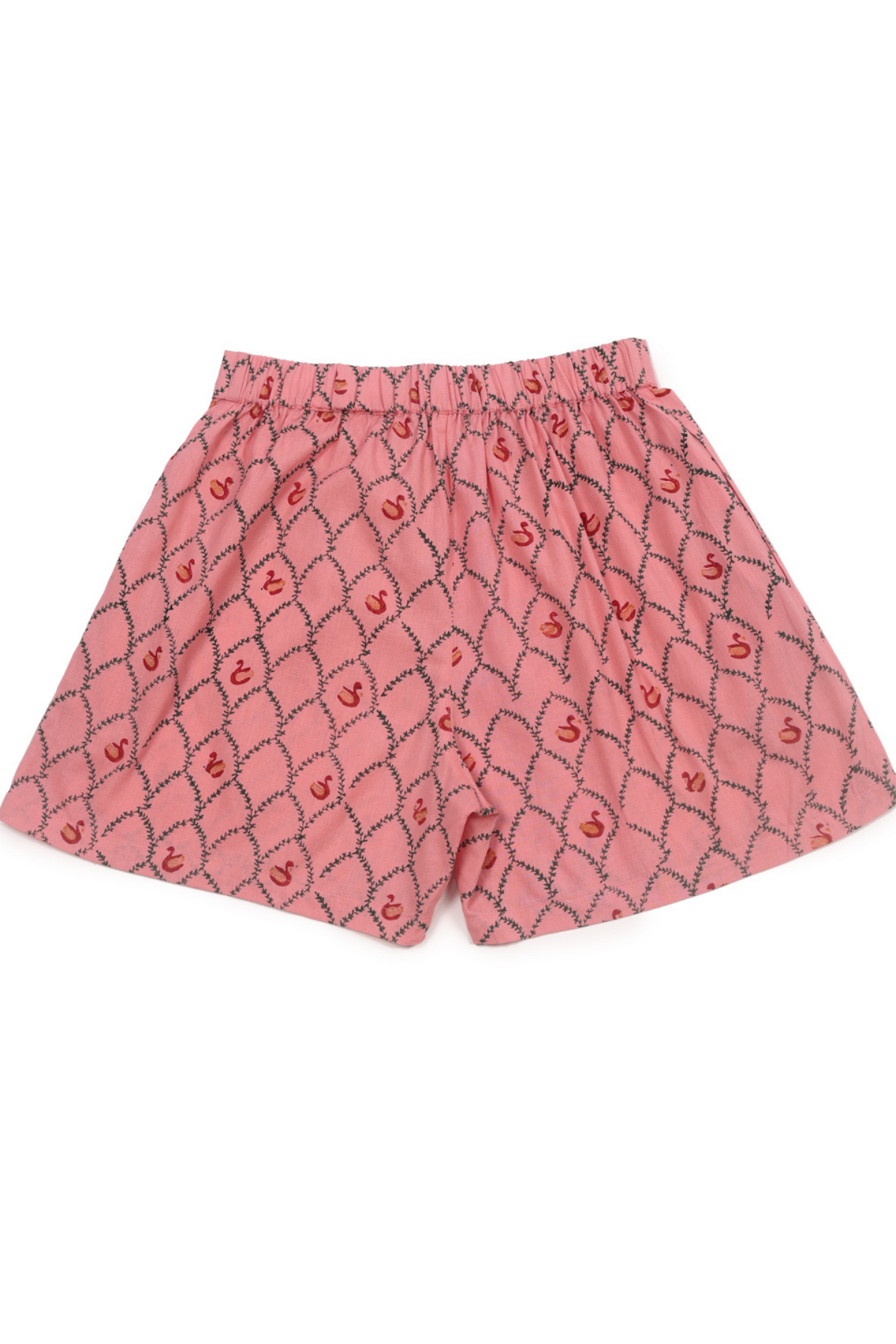 Women’s Cotton Pink Swan Jharokha Printed Boxer Shorts