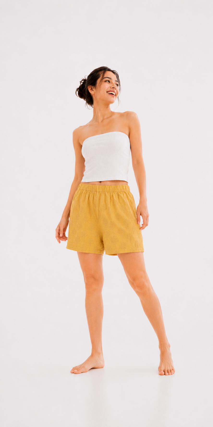 Women’s Cotton Yellow Motif Printed Boxer Shorts