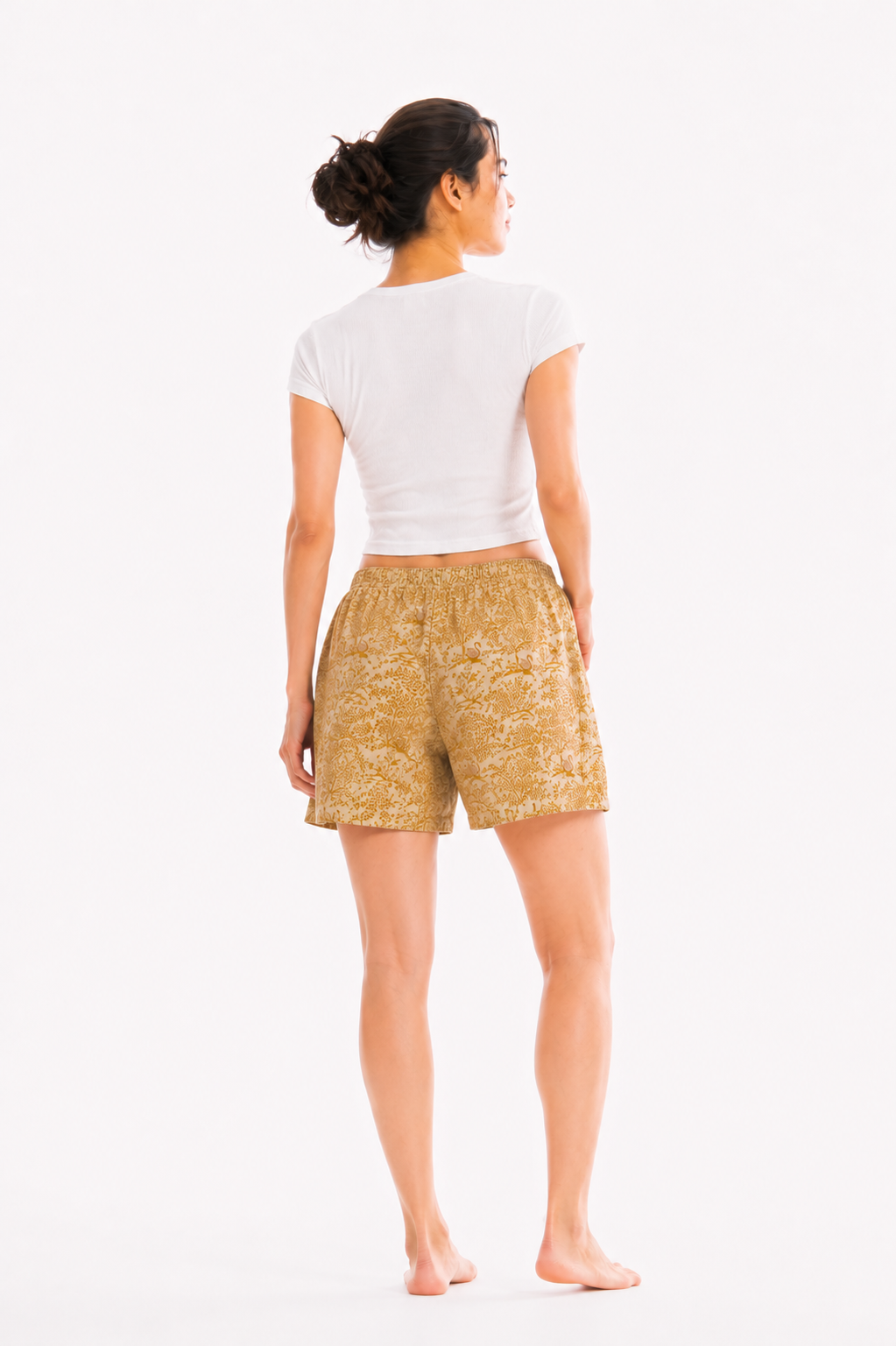 Women’s Cotton Yellow Swan Jaal Printed Boxer Shorts
