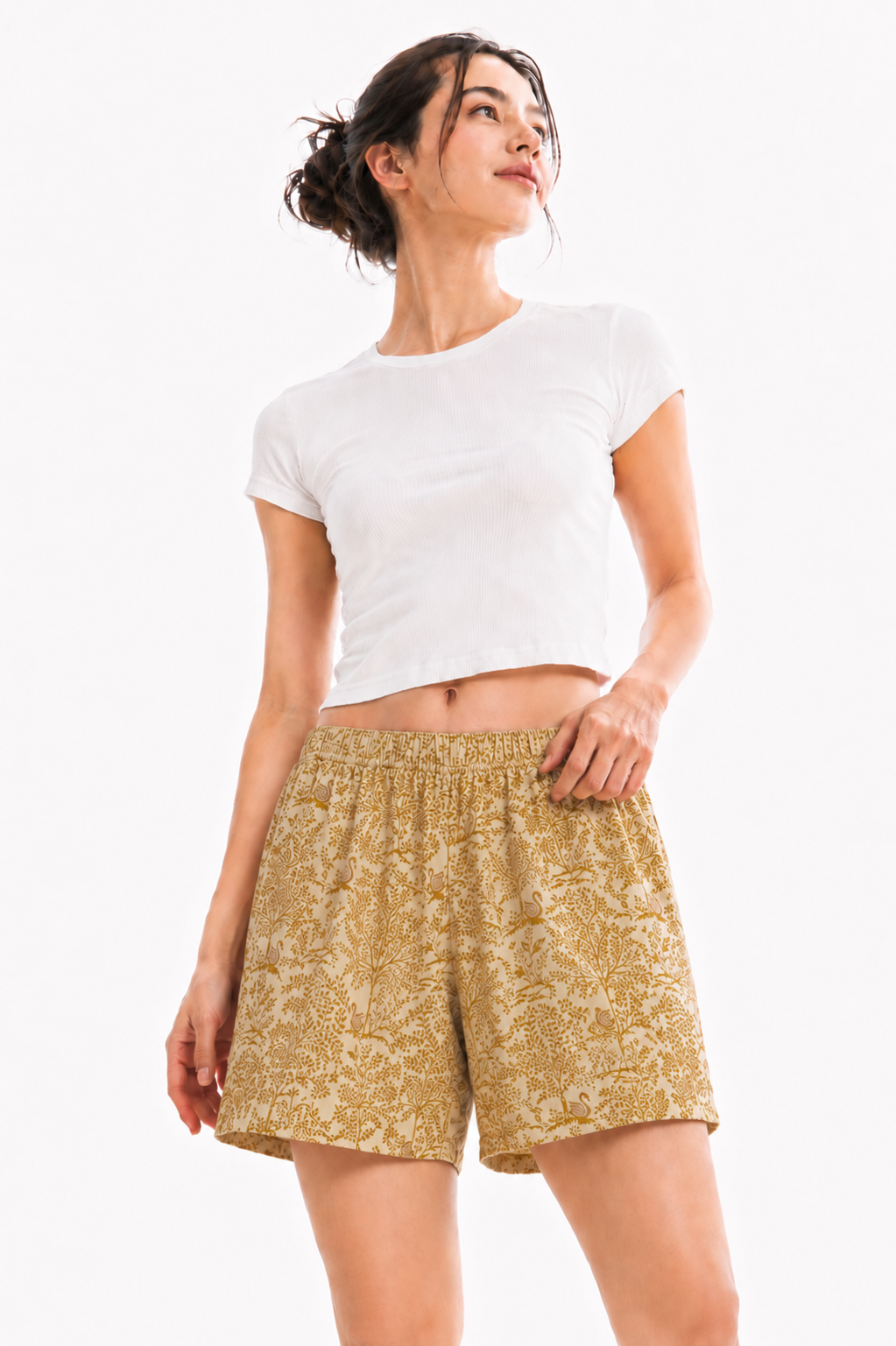 Women’s Cotton Yellow Swan Jaal Printed Boxer Shorts
